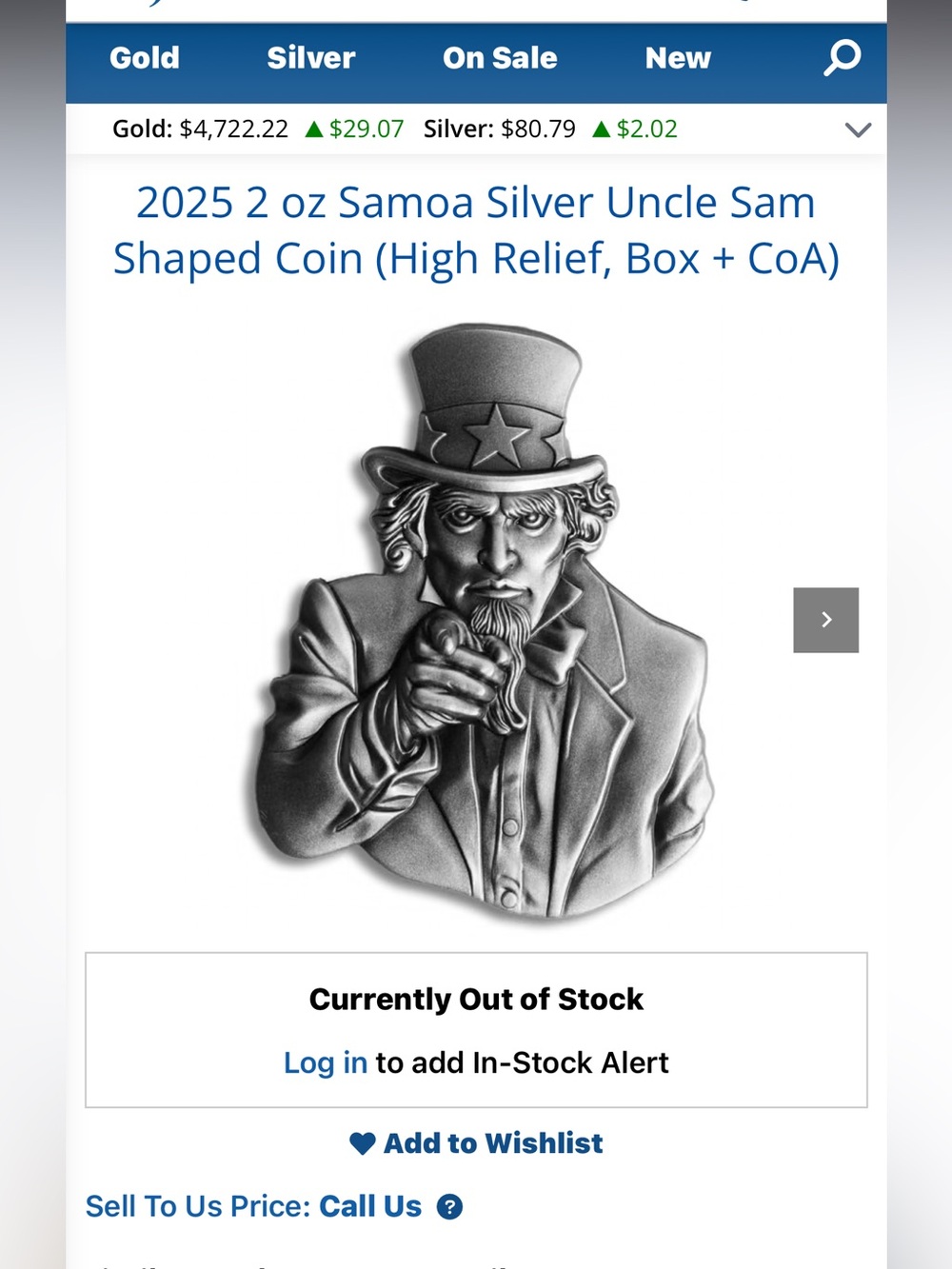 2025 Samoa Uncle Sam Shaped Silver Coin - High Relief